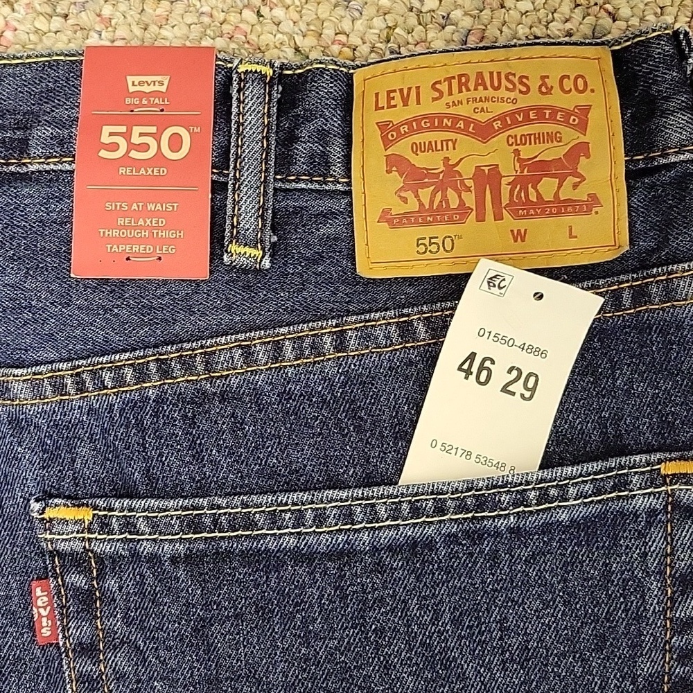 Levis Mens 550 Relaxed Fit 5 Pocket Jeans Sz 46 X 29. New classic big & tall